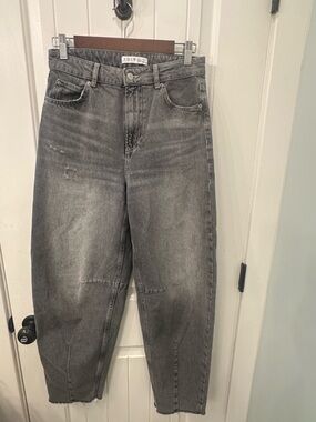 Denim Co. Grey Barrel Leg Jeans Size 2 - Balloon Horseshoe Fit